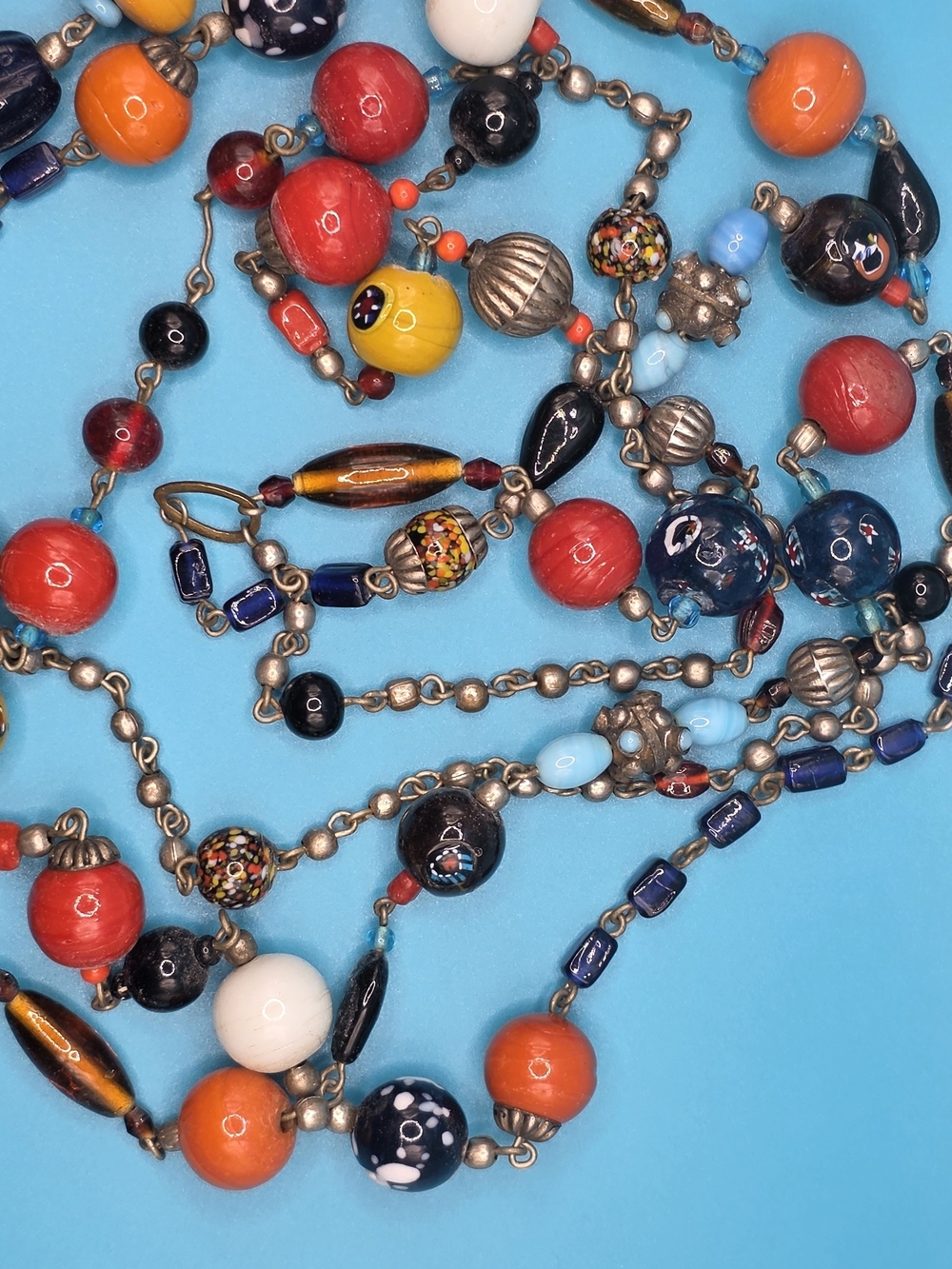 Multicolor Glass Bead Necklace - Bright Bead Ensemble